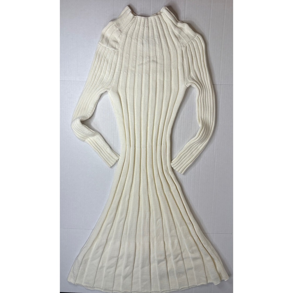 Banana Republic Ribbed Knit Fit & Flare Mock Neck Sweater Dress Quiet Luxury